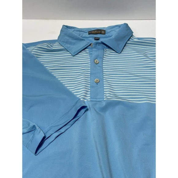Peter Millar Other - Peter Millar Shirt Mens Large Blue‎ Striped Polo Summer Comfort Golf